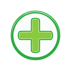 Obraz premium Green plus sign in circle vector illustration, healthcare symbol design