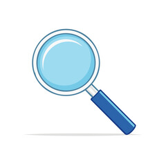 Blue Magnifying Glass Icon for Search, Discovery, and Analysis, Isolated on White