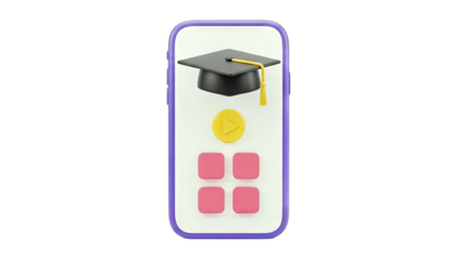 Smartphone with Graduation Cap: Online Education Concept