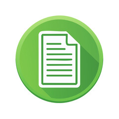 Simple Document Icon Design File Symbol Isolated on Green Circle Button
