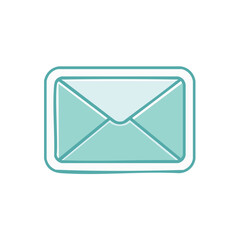 Turquoise Envelope Icon for Digital Communication and Email Marketing on a White Background