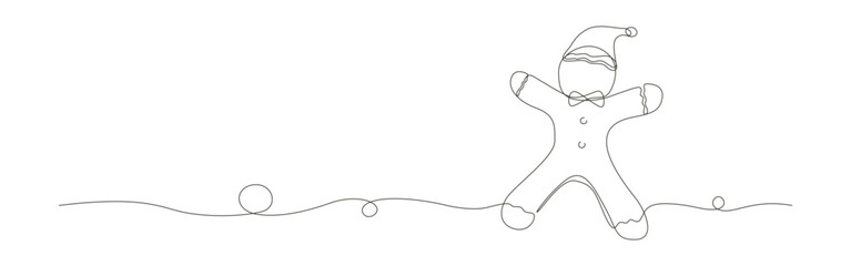 Gingerbread man continuous line drawing vector illustration design.