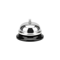 Silver Reception Bell on Black Base for Hotel Service and Check-In