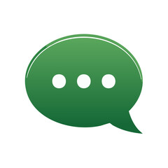 Fototapeta premium Green Speech Bubble with Three Dots for Messaging and Chat, Communication and Ideas