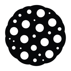 Round chocolate chip cookie Vector, Silhouette, Illustration