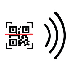 QR Code Scanner Illustration, Digital Technology Icon, Mobile App Concept
