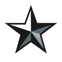 Obraz premium Isolated Metallic Star Illustration on White Background with Gradient Color Effect and Sharp Points, Modern Vector Shape, Simple Design