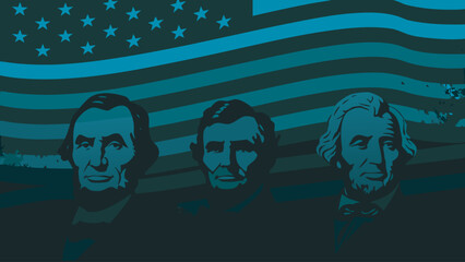 Abraham lincoln and us historical figures illustration Vector