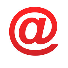 Vibrant red at symbol icon isolated, connecting users, email correspondence, online communication and modern design