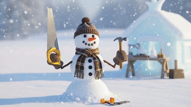 snowman with a broom