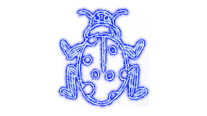 Abstract neon glowing ladybug insect bug nature outline illustration symbol with vibrant white light effect, modern digital graphic isolated on transparent background © moynaislam