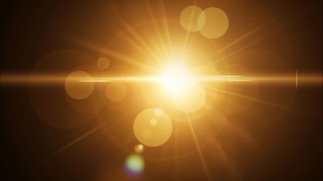Warm Golden Sun Lens Flare With Bokeh Overlay