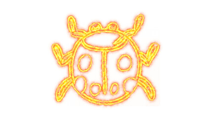 Vibrant glowing neon ladybug insect illustration symbol, featuring an energetic and colorful abstract bug design for nature and spring themes, isolated on transparent background. © moynaislam