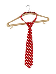 Necktie hanging on the cloth hanger on transparent background. 3D illustration