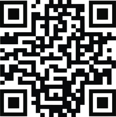 A black and white QR code is visible on a clean white background ready for scanning