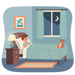 Boy Lying In His Bedroom