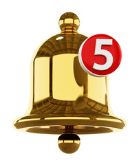 Notification bell on transparent background. 3D illustration