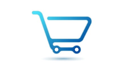 Modern blue shopping cart icon on white background