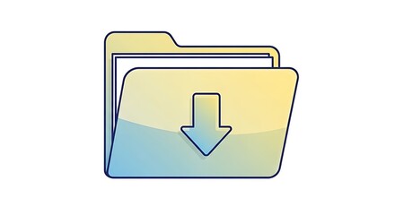 Download folder icon with arrow for file transfer and storage