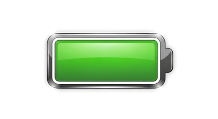 Green battery icon with silver frame and white border