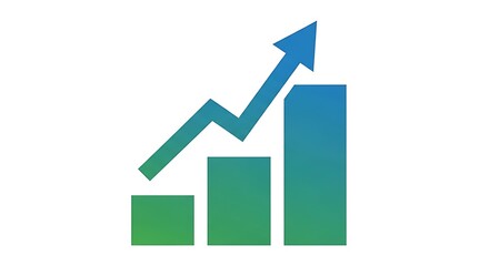 Business growth chart with increasing arrow