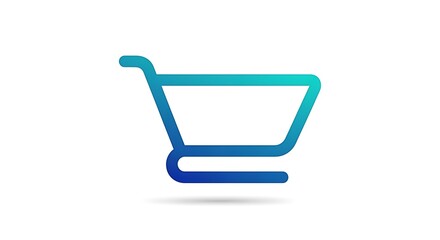 Modern shopping cart icon in blue gradient on white background