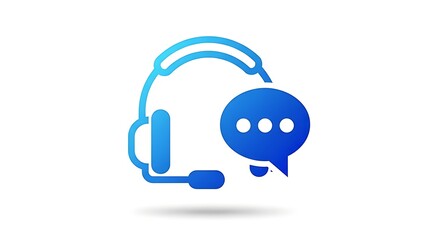 Customer support concept with headset and chat icon