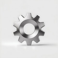 Shiny metal gear on white background for industrial concepts