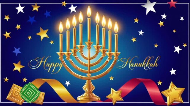 Happy hanukkah celebration art background flat illustration simple design illustrations
