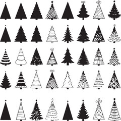 Obraz premium Assorted Christmas Tree Illustrations evergreen pine