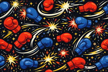 Naklejka premium Boxing Sport Seamless Pattern with Dynamic Energy