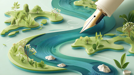 Education Day. A pen that leads the way around the world 