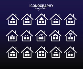 Modern Home Icon Set &ndash; Real Estate House Line Icon Collection