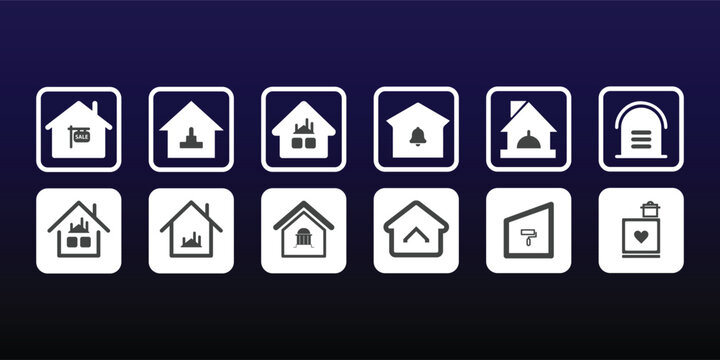 Modern Real Estate Home Service Icon Set