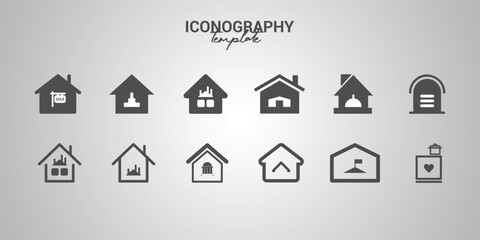 Home Icon Set for Real Estate and Property Concept