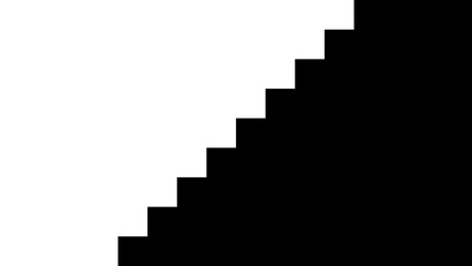 斜めの階段状に白と黒で半分に分かれた背景イラスト。光と闇をイメージしたシンプルで抽象的な壁紙素材
