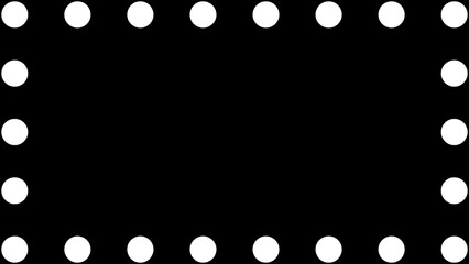 黒背景に白のドットが並ぶ長方形フレームの背景イラスト。モノクロのシンプルな壁紙素材