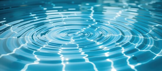Water ripples creating mesmerizing patterns in a blue surface.