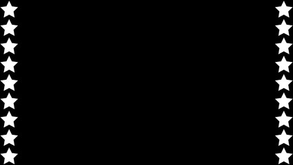 黒背景に白の星が両端に並ぶ長方形フレームの背景イラスト。モノクロのシンプルな壁紙素材