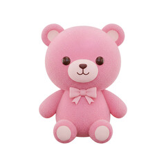 Obraz premium Pink Teddy Bear with White Bow.