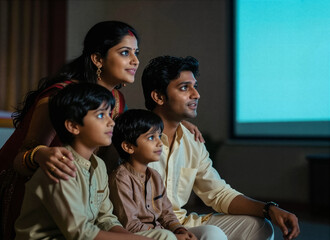 Family Enjoying Screen Time