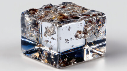 Fototapeta premium A hyper-realistic glistening sugar cube, crystalline structure, sharp edges, on white