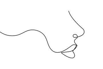 Obraz premium Nose and lips continuous one line drawing minimalist vector illustration