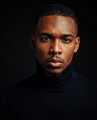 Serious Young Man in Turtleneck