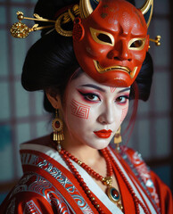 Traditional Japanese Masked Beauty