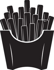 French fries icon silhouette vector black on a white background