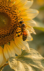 Fototapeta premium Bee on Sunflower