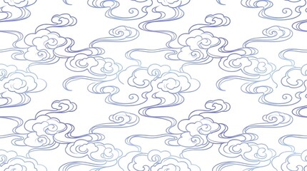 浮世絵風和風伝統紋イメージ雲模様水波模様テクスチャ	背景素材
