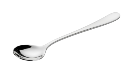 Stainless steel cappuccino spoon isolated on transparent background.