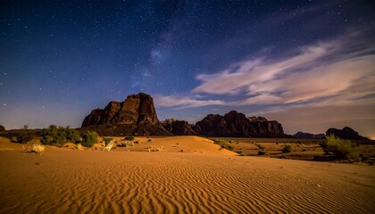 night panorama in the Sahara desert